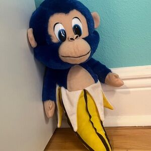 Blue Monkey Banana Plush Toy